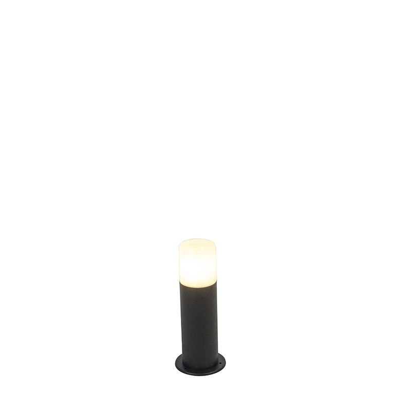Stojící venkovní lampa černá s opálovým odstínem bílá