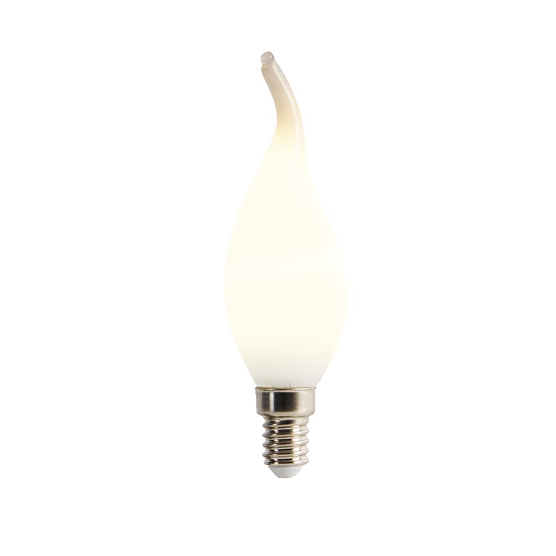 E14 stmívatelná LED žárovka špička svíčka opálová