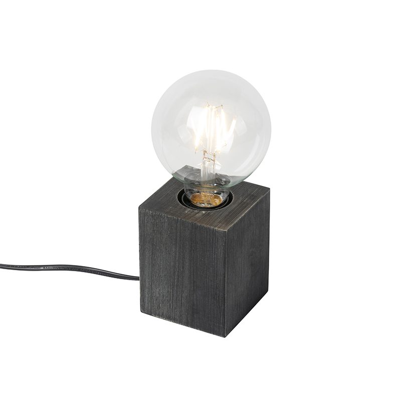 Venkovská stolní lampa černé dřevo -