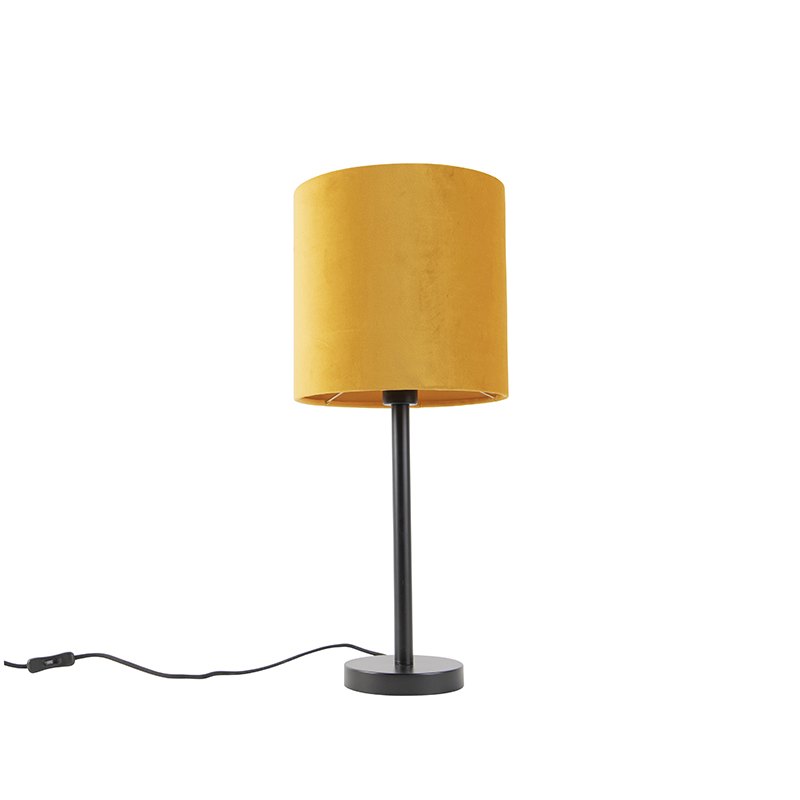 Art Deco stolní lampa černá se žlutým