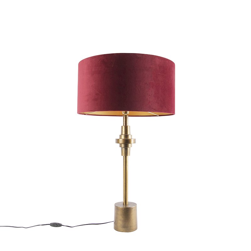 Art Deco stolní lampa bronzový sametový odstín