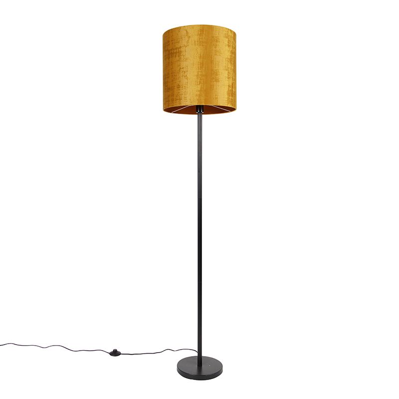 Klasická stojací lampa černý odstín zlatá
