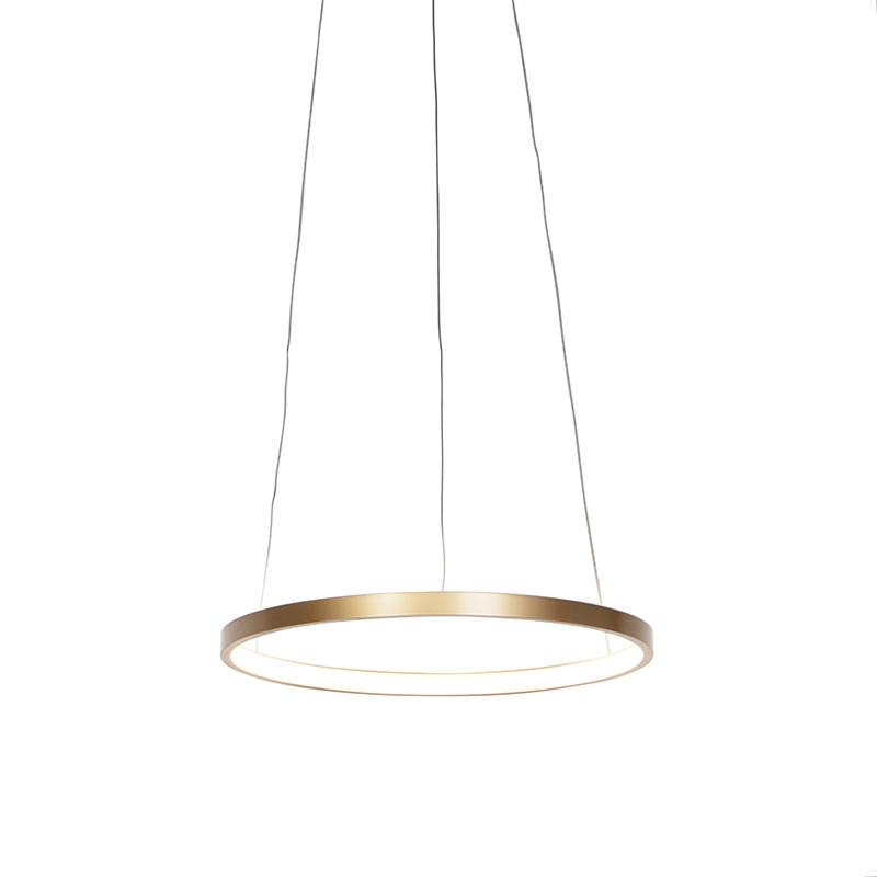 Moderní kruhová závěsná lampa zlatá 40 cm