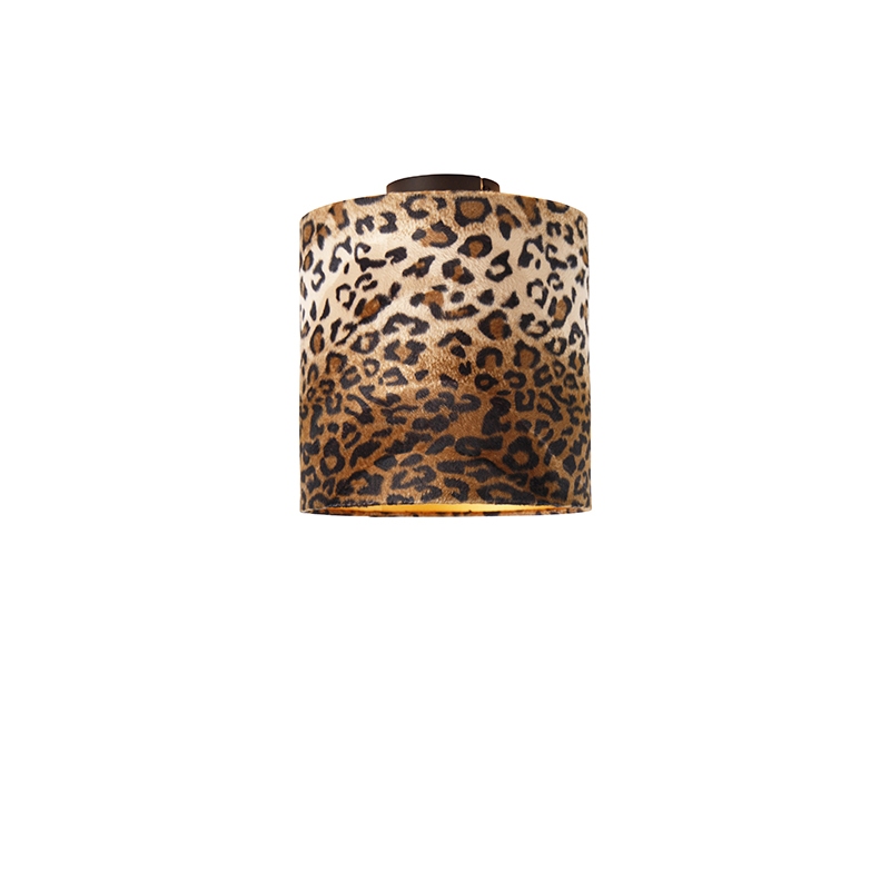Stropní lampa matně černý odstín leopardí design
