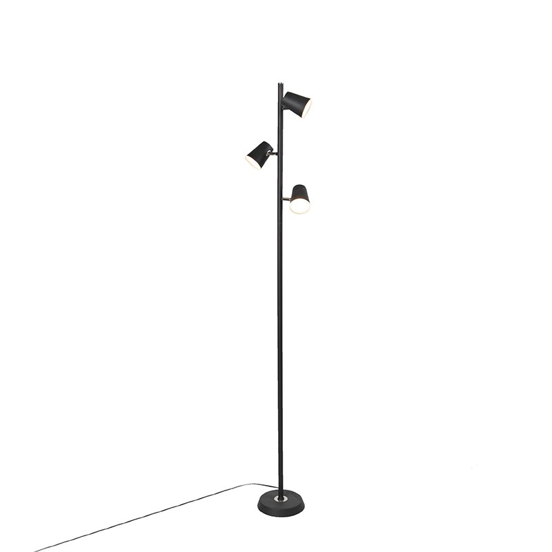 Moderní stojací lampa černá 3-světlo vč.