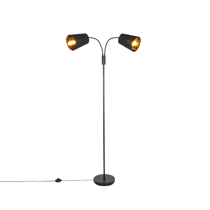 Moderní stojací lampa černá 2-světlo