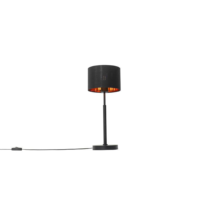 Moderní stolní lampa látková odstín černá se