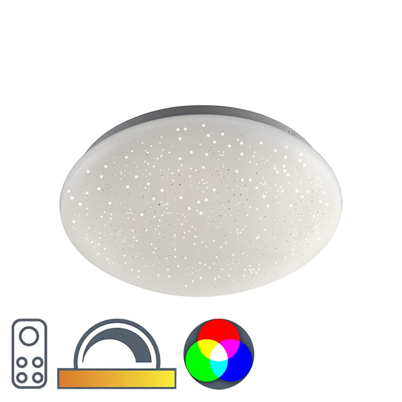 Moderní stropní svítidlo bílé s hvězdným efektem