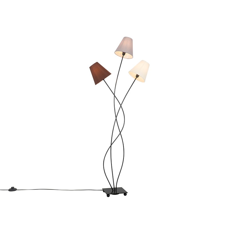 Designová stojací lampa černá s látkovými