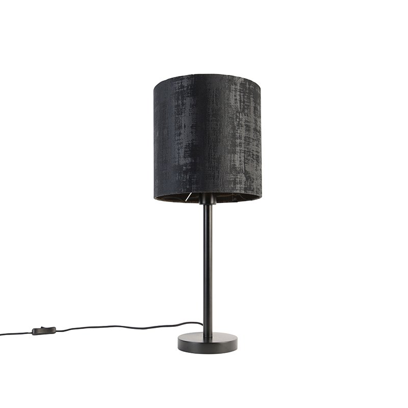 Moderní stolní lampa černá s černým stínidlem