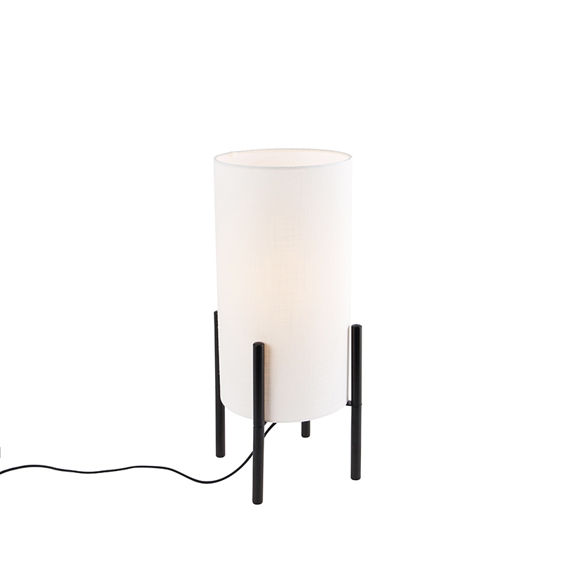 Designová stolní lampa černé lněné odstín