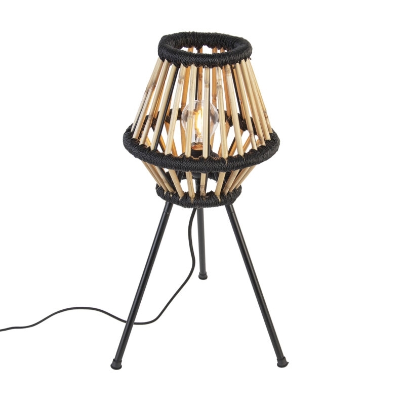 Venkovská stativová stolní lampa bambus s