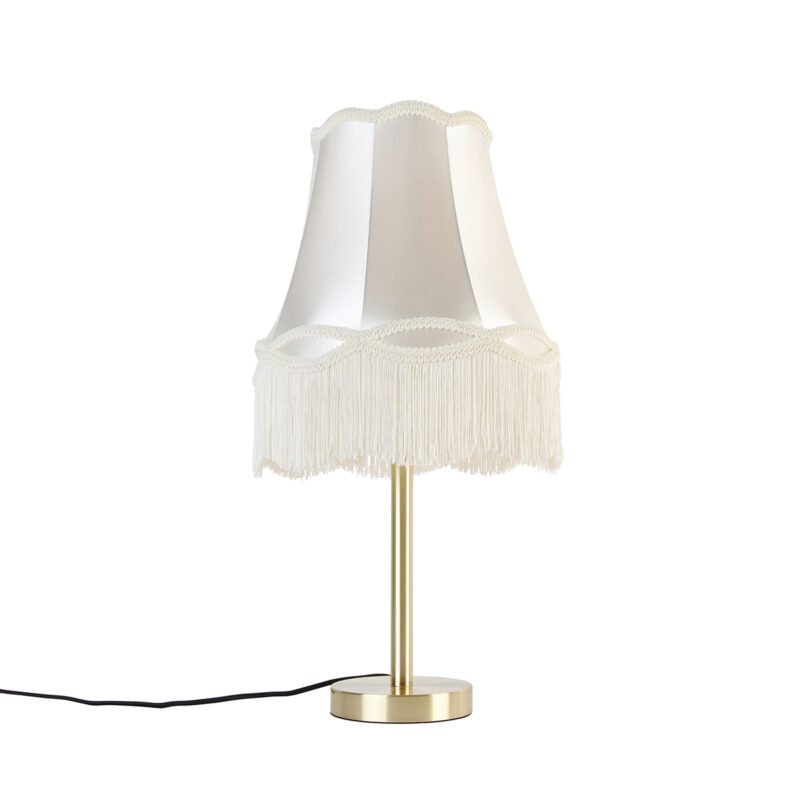 Klasická stolní lampa mosazná s odstínem babička