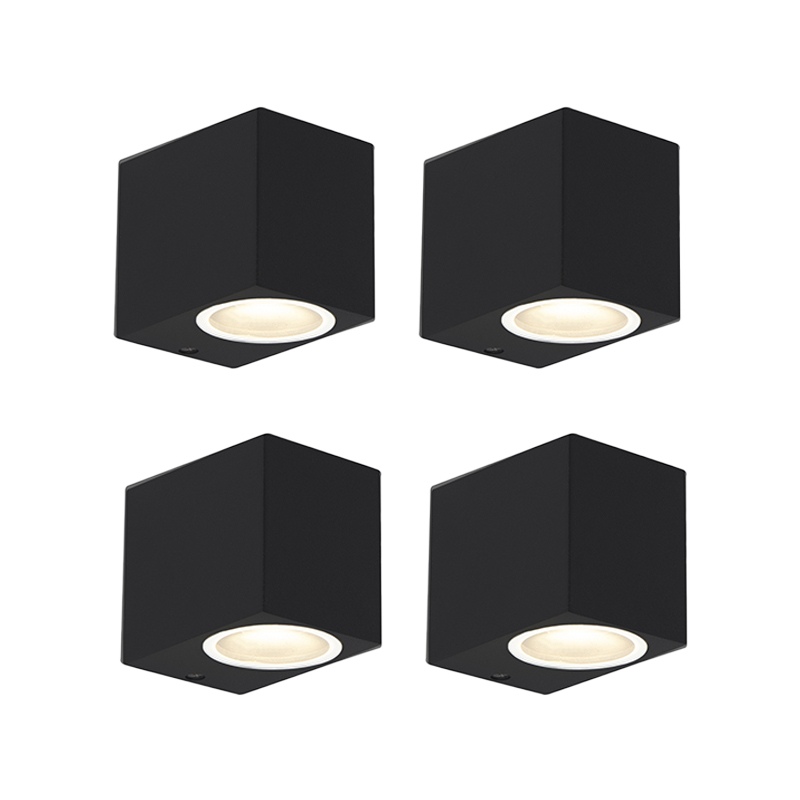 Sada 4 moderních nástěnných svítidel černá