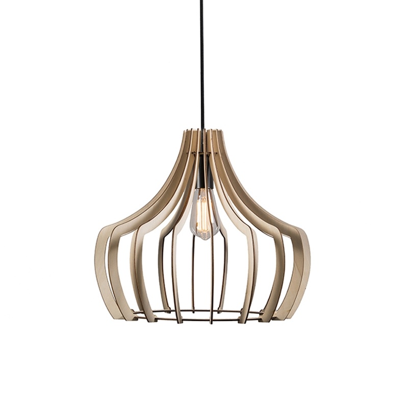 Designová závěsná lampa dřevo