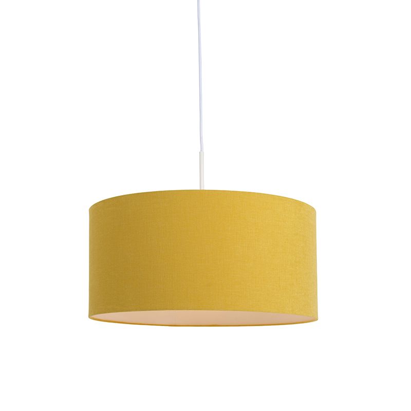 Závěsná lampa bílá se žlutým odstínem 50