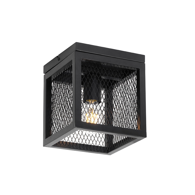 Průmyslová stropní lampa černá - Cage