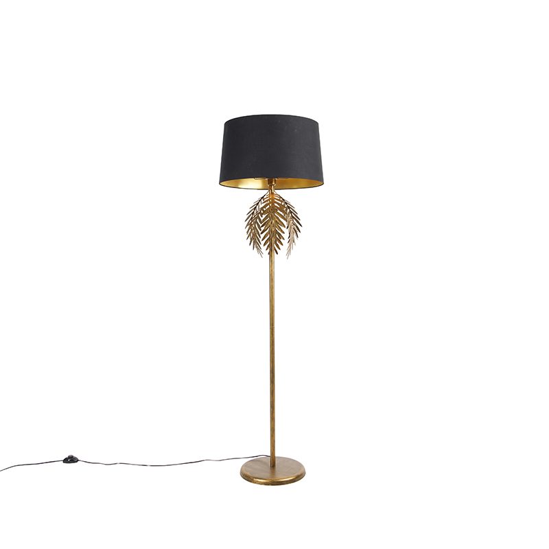 Vintage stojací lampa zlatá s bavlněným