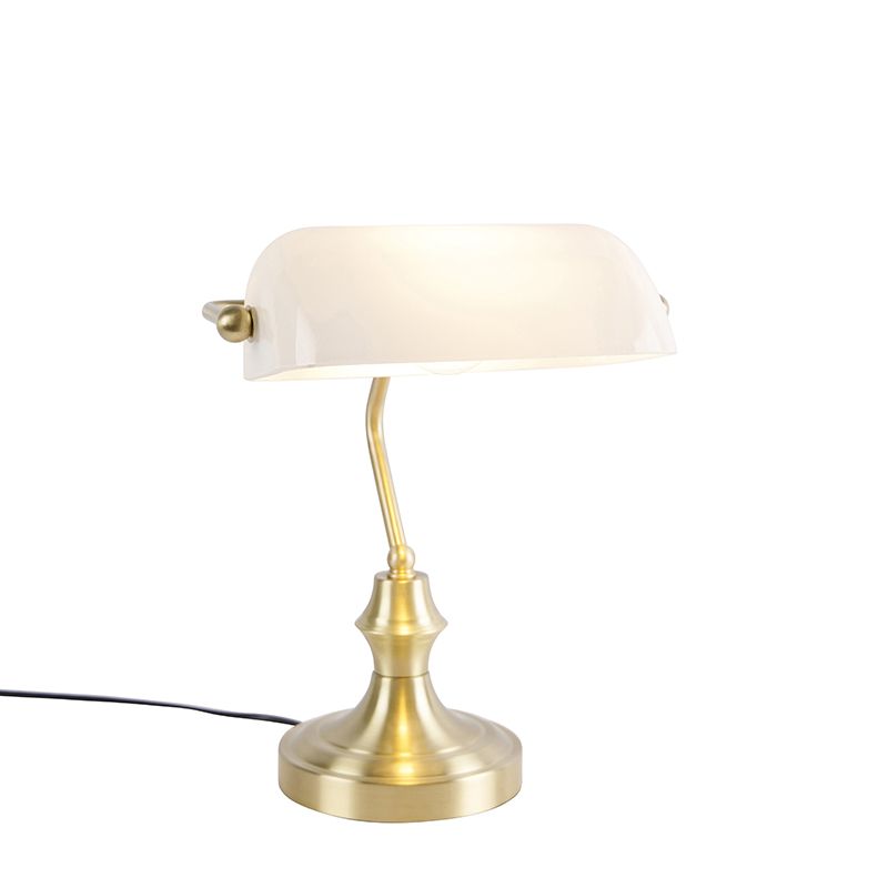 Klasická notářská lampa zlatá s opálovým