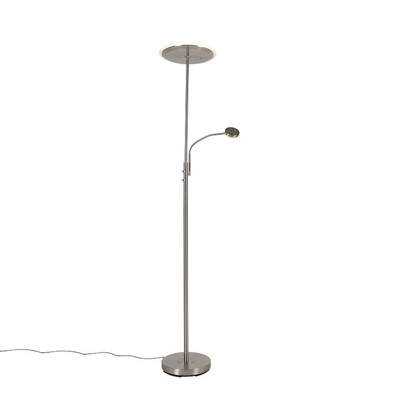 Moderní stojací lampa z oceli vč. LED s dálkovým