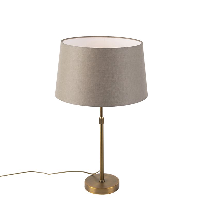 Bronzová stolní lampa s plátěným odstínem