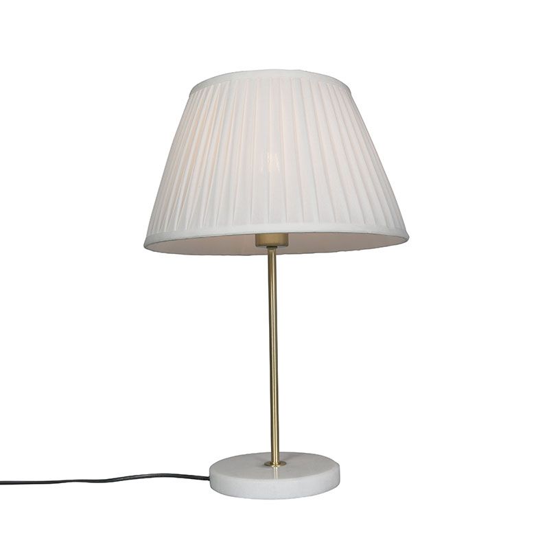 Retro stolní lampa mosaz s skládaným odstínem