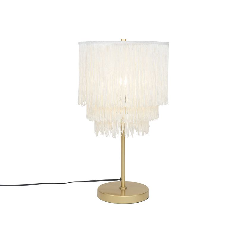Orientální stolní lampa zlatého krémového stínu