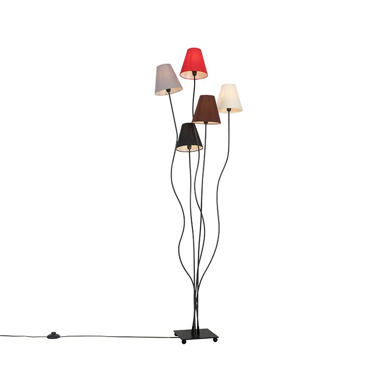 Designová stojací lampa černá s odstíny