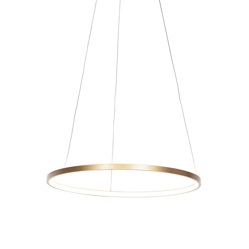 Moderní kruhová závěsná lampa zlatá 60 cm