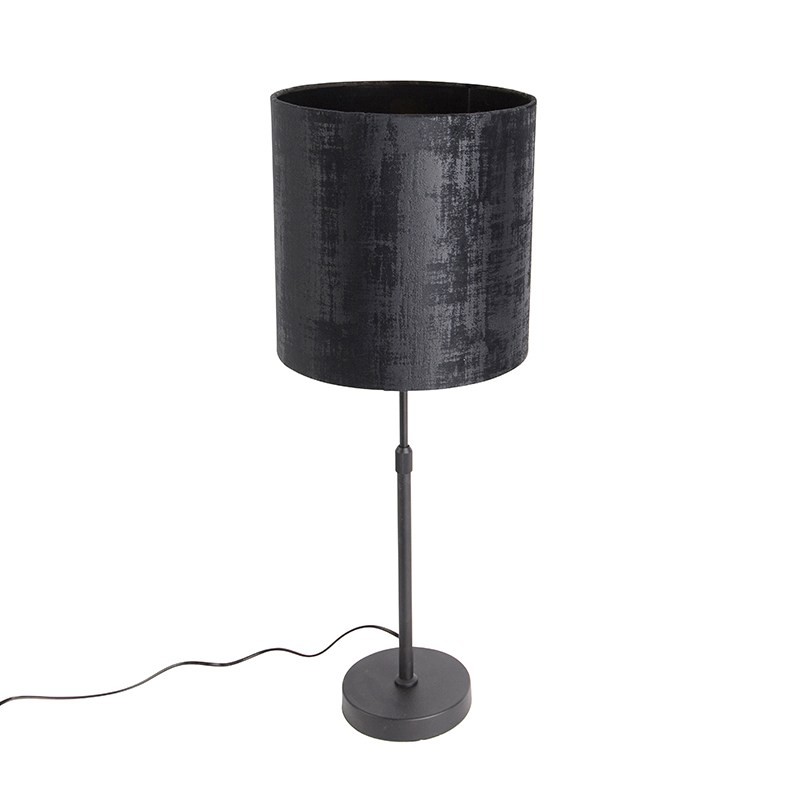 Stolní lampa černá velurová odstín černá 25
