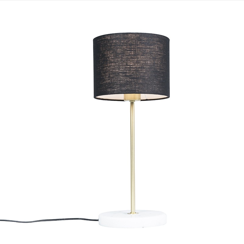 Mosazná stolní lampa s černým odstínem