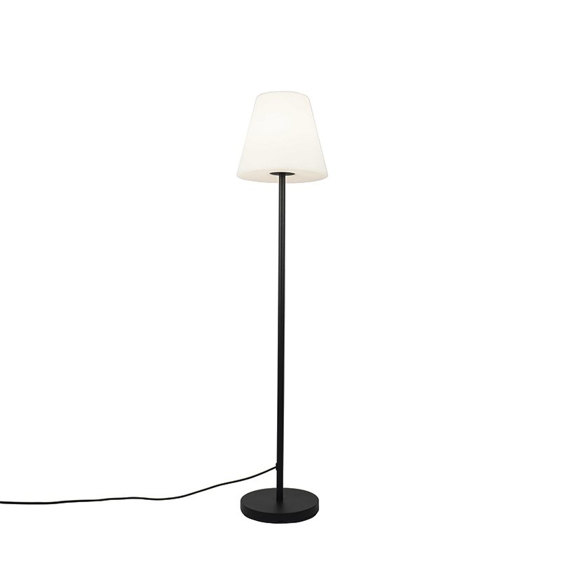Venkovní stojací lampa černá s bílým odstínem 35