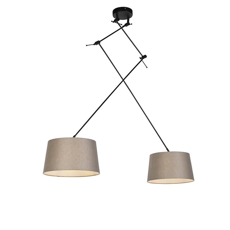 Závěsná lampa s plátěnými odstíny taupe 35