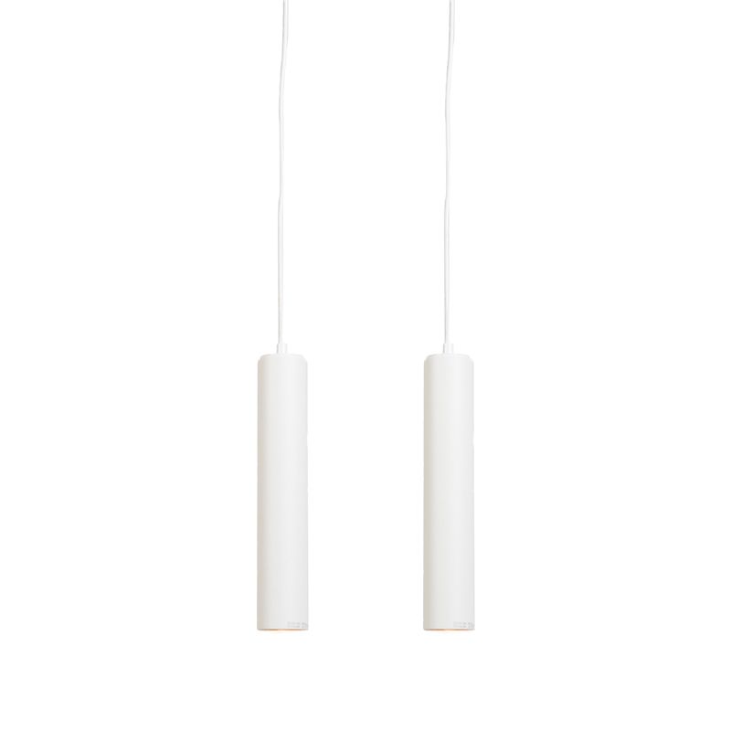 Sada 2 designových závěsných svítilen bílá