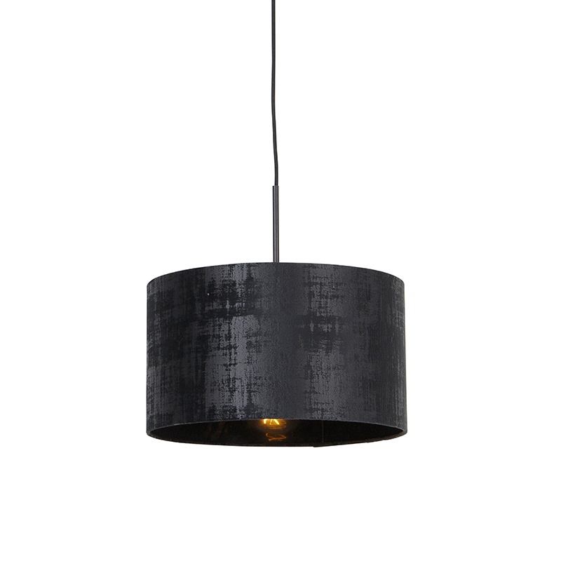 Moderní závěsná lampa černá s černým odstínem