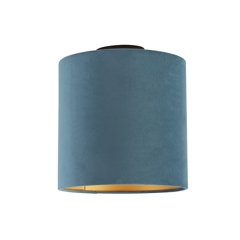 Stropní lampa s velurovým odstínem modrá se zlatem