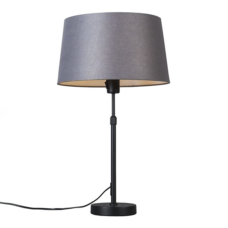 Stolní lampa černá s odstínem šedi 35