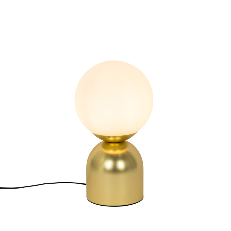 Hotelová elegantní stolní lampa zlatá s opálovým