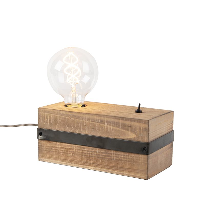 Průmyslová stolní lampa dřevo