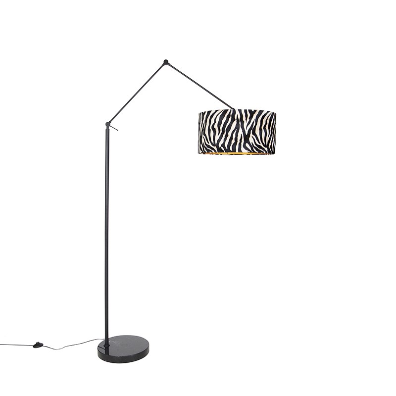 Moderní stojací lampa černé stínidlo zebra design