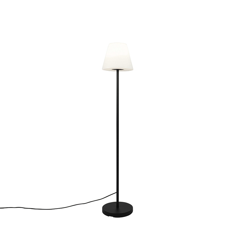 Venkovní stojací lampa černá s bílým odstínem