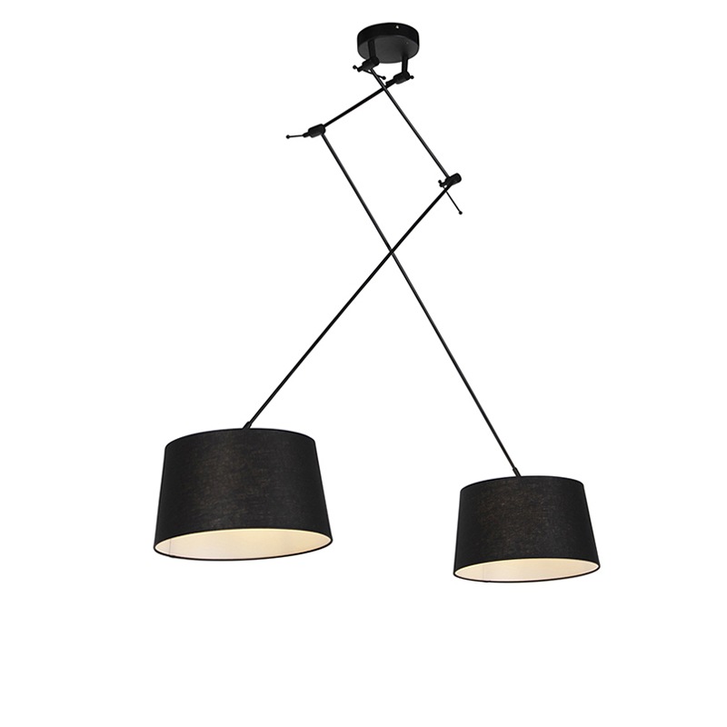Závěsná lampa s lněnými odstíny černá 35
