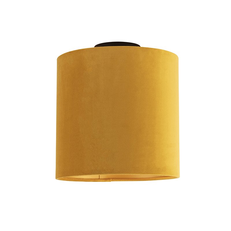 Stropní lampa s velurovým odstínem okrová se zlatem