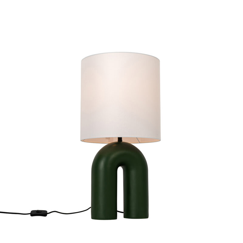 Designová stolní lampa zelená s bílým
