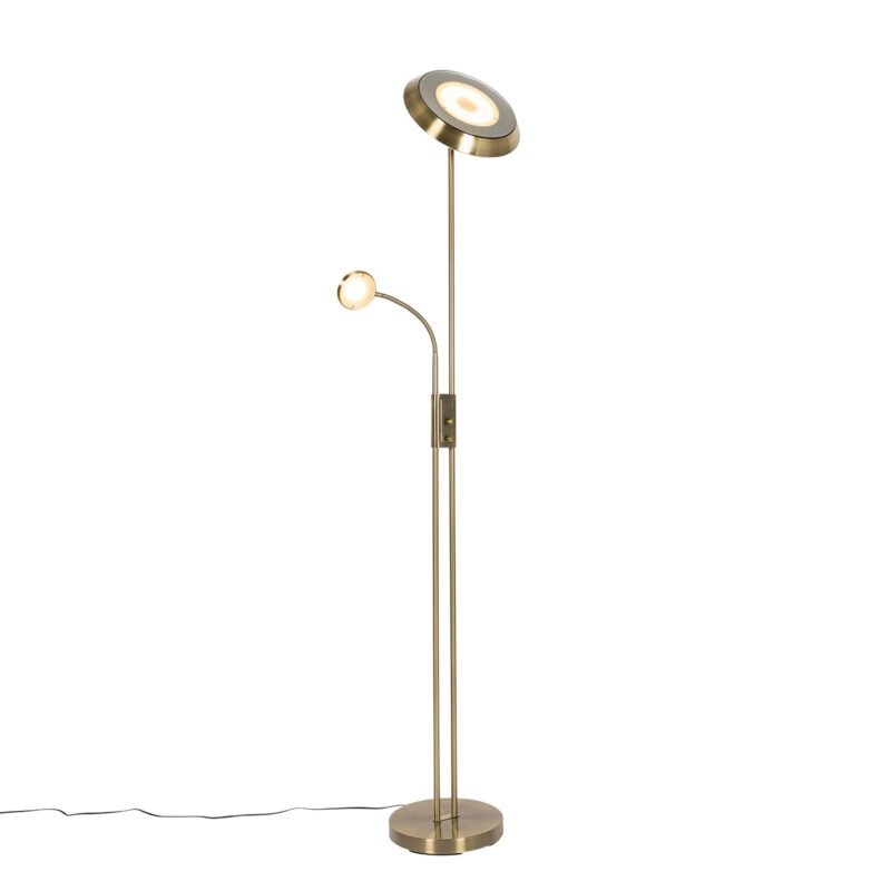 Bronzová stojací lampa včetně LED a stmívače s
