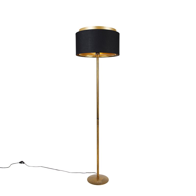 Moderní stojací lampa zlatá s odstínem černé