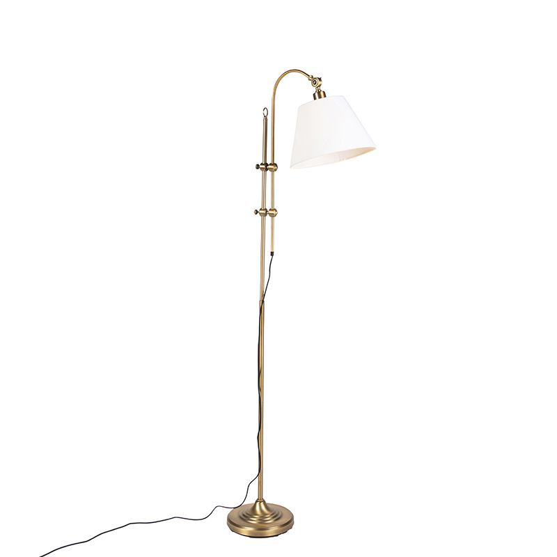 Chytrá klasická stojací lampa bronzová s bílou