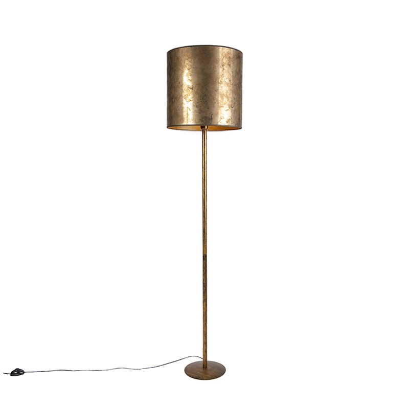 Vintage stojací lampa zlatá s odstínem starého