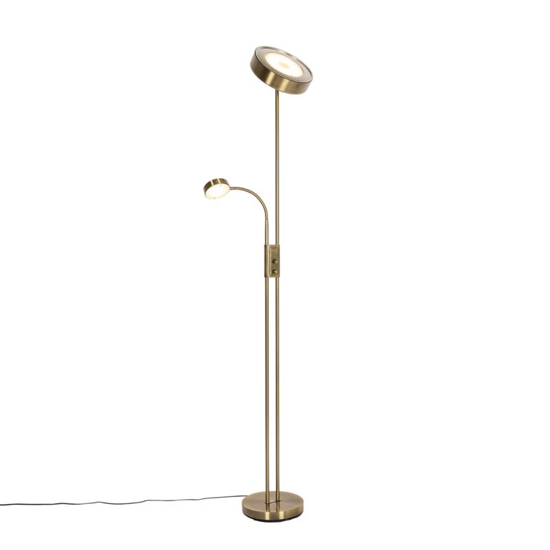 Bronzová stojací lampa včetně LED a stmívače s