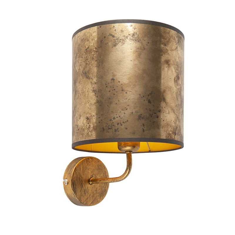 Vintage nástěnná lampa zlatá s odstínem